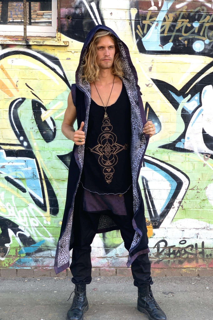 VALOdesigns Capes TAIKA WARRIOR - Impressive bamboo/cotton jedi & shamanic reversible hooded cloak for Burningman