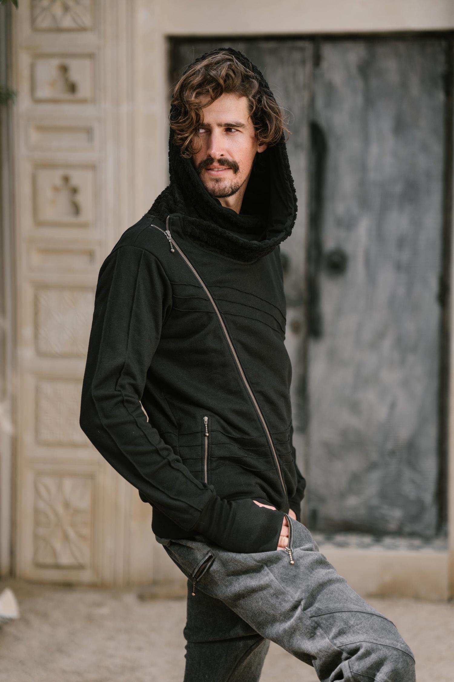 TARMO - Asymmetrical Cotton Fleece Zipper Hoodie