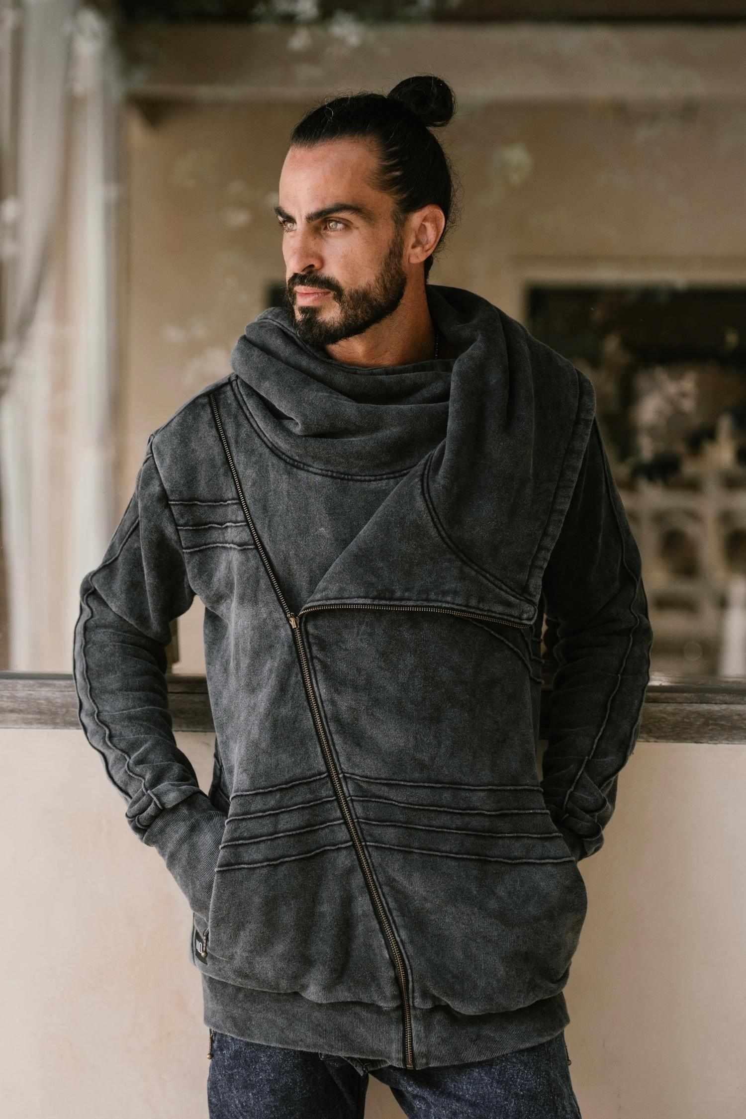 TARMO - Asymmetrical Cotton Fleece Zipper Hoodie