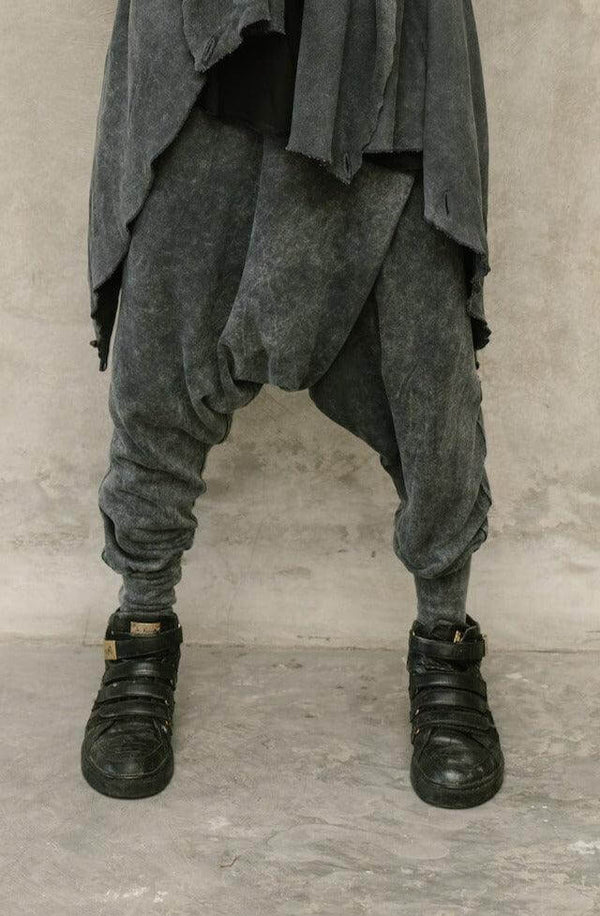 URBAN Ninja - BLACK Stonewash / Dark Grey Harem pants from high quality cotton - VALO Design Clothing 