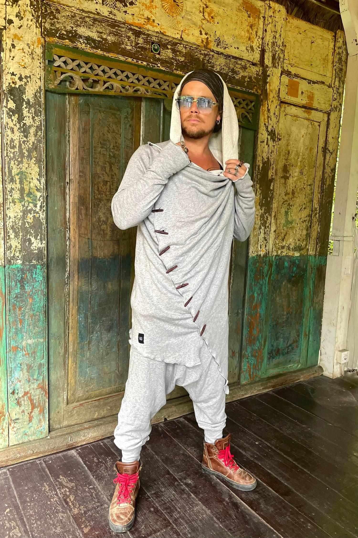 VALO Design URBAN Ninja Misty Grey - Harem drop crotch trousers from high quality 100% cotton