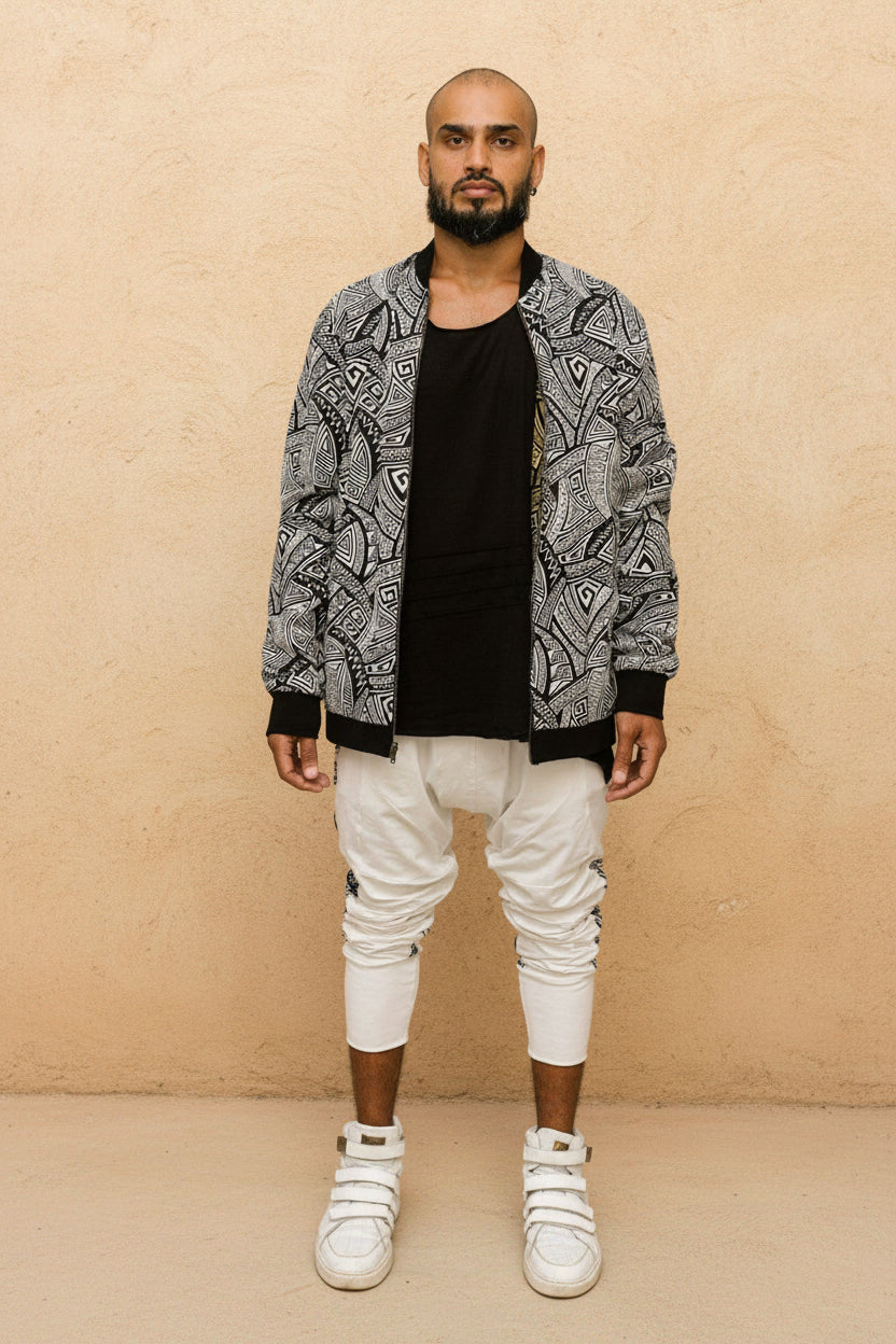 VALO BOMBER - Reversible multicolor cotton bomber zipper jacket with unique print - VALO Design Clothing 