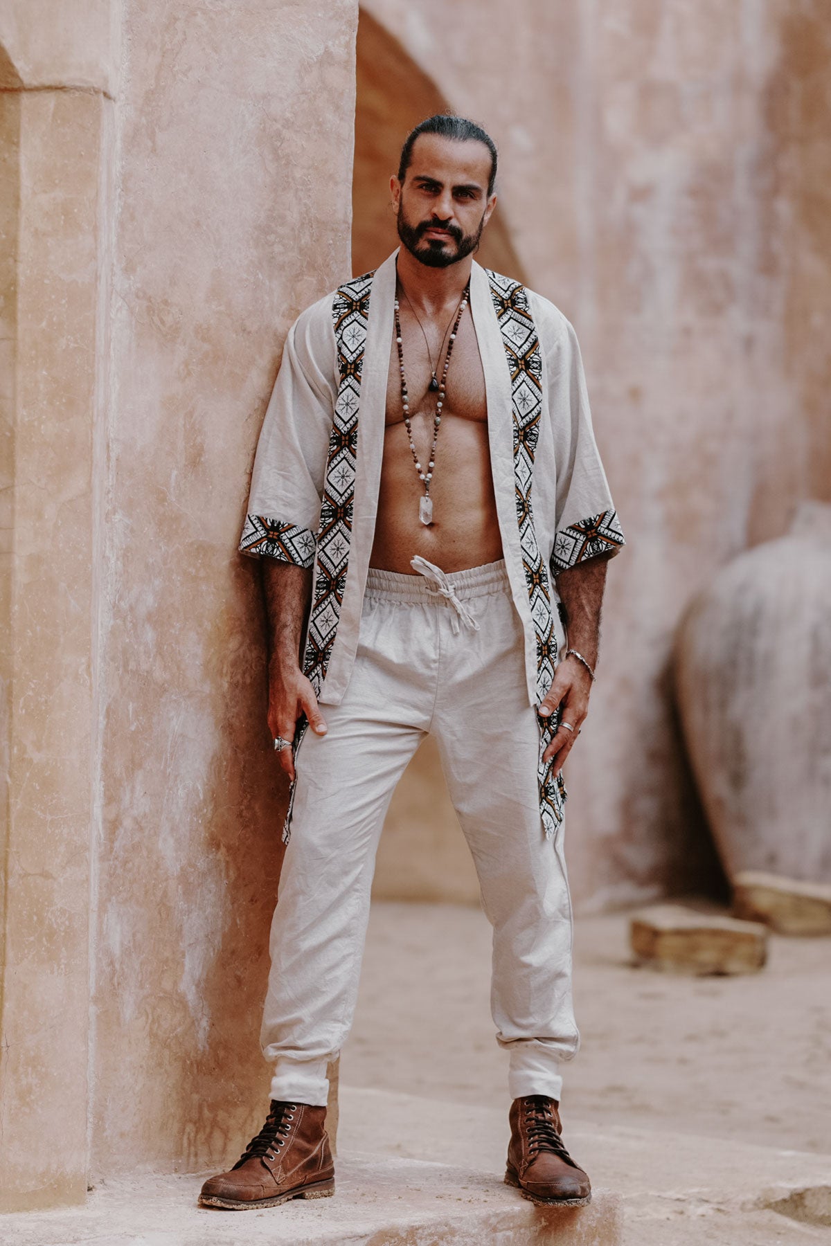 AGUNG Kimono Cream - Short Linen Kimono