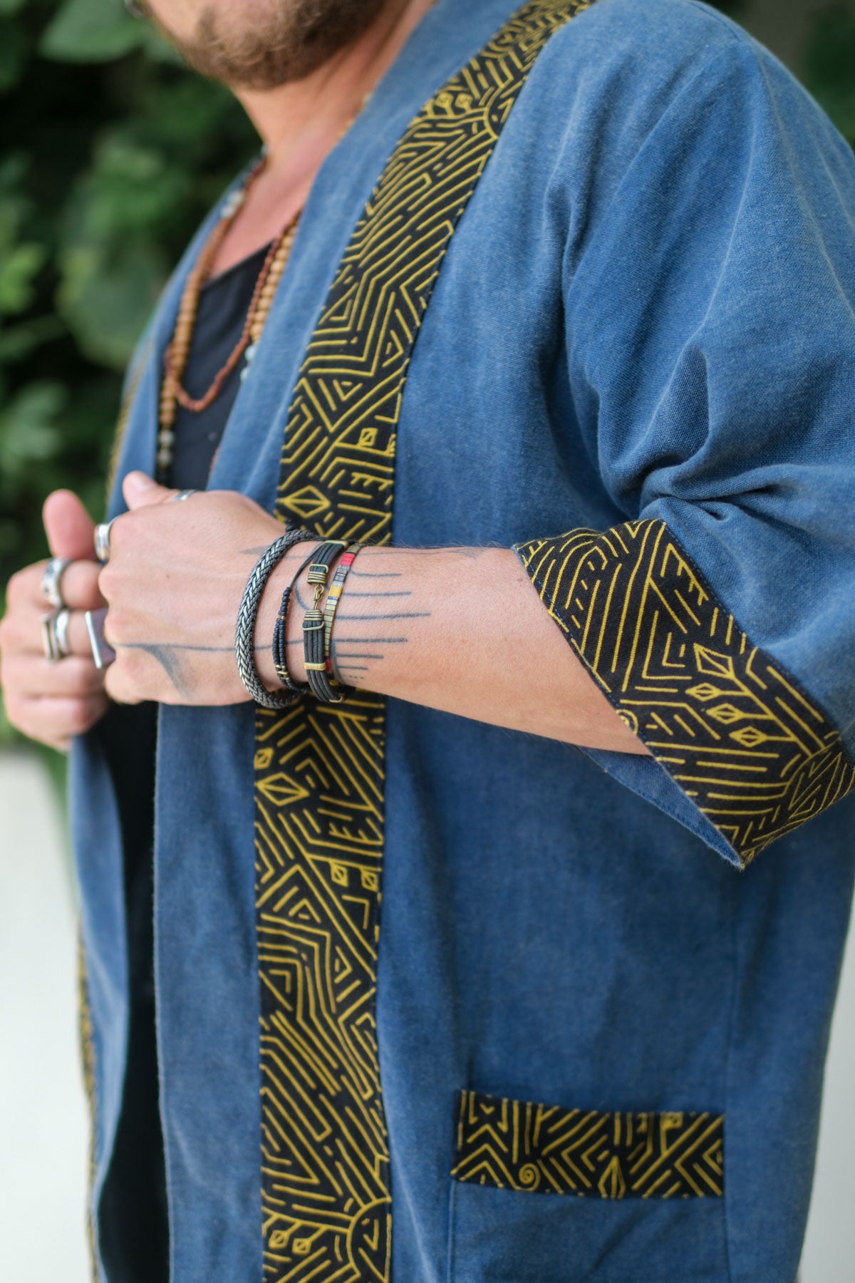 AGUNG Kimono Blue - Short Stonewashed Linen Kimono