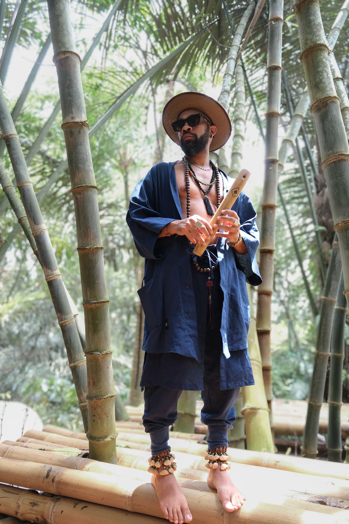 BUSHI Pants Navy Blue - Japanese Style Designer Linen Pants