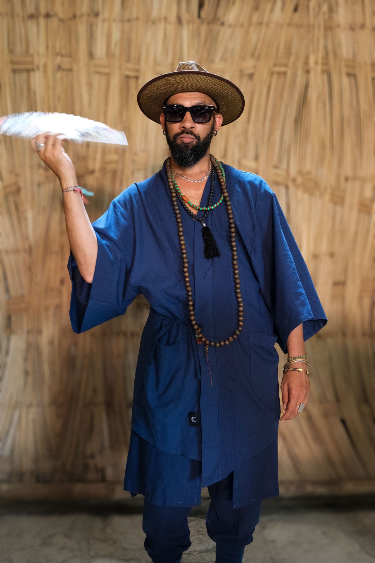 BUSHI Kimono Navy Blue - Japanese Inspired Linen Haori Robe Vest