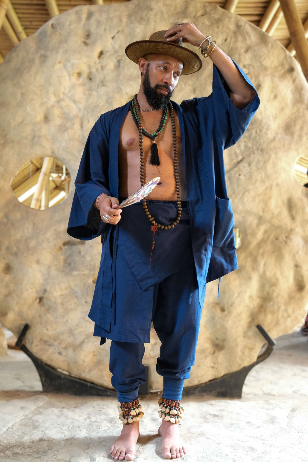 BUSHI Pants Navy Blue - Japanese Style Designer Linen Pants