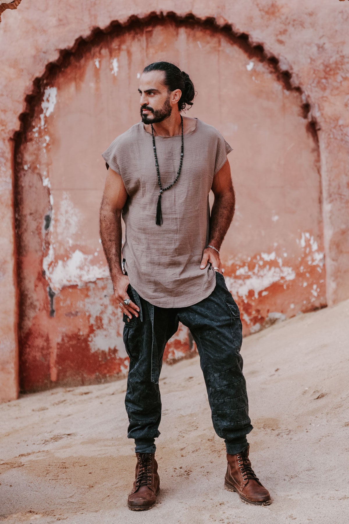 DJINN T-Shirt - Asymmetric Oversized Cotton Crepe Tank Top