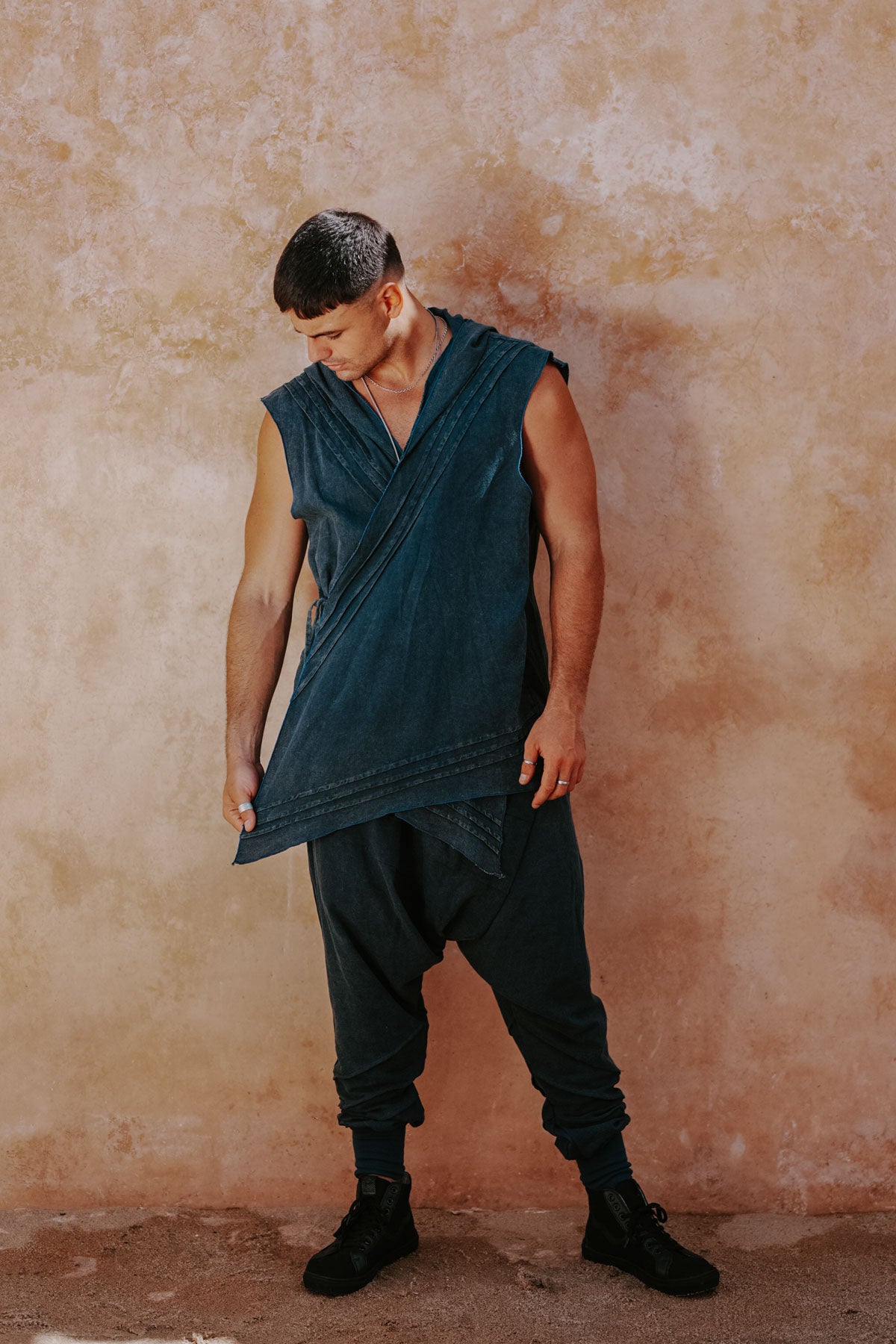 AGUNG Pants Blue - Stonewash Linen Harem Pants