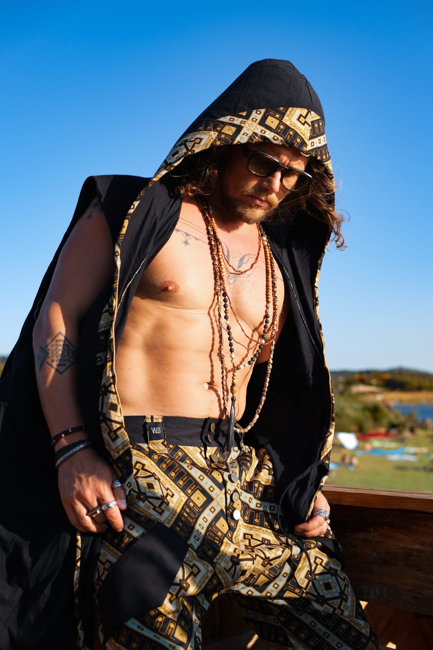 HANZO Chakana - Sleeveless Hooded Bamboo Kimono Vest