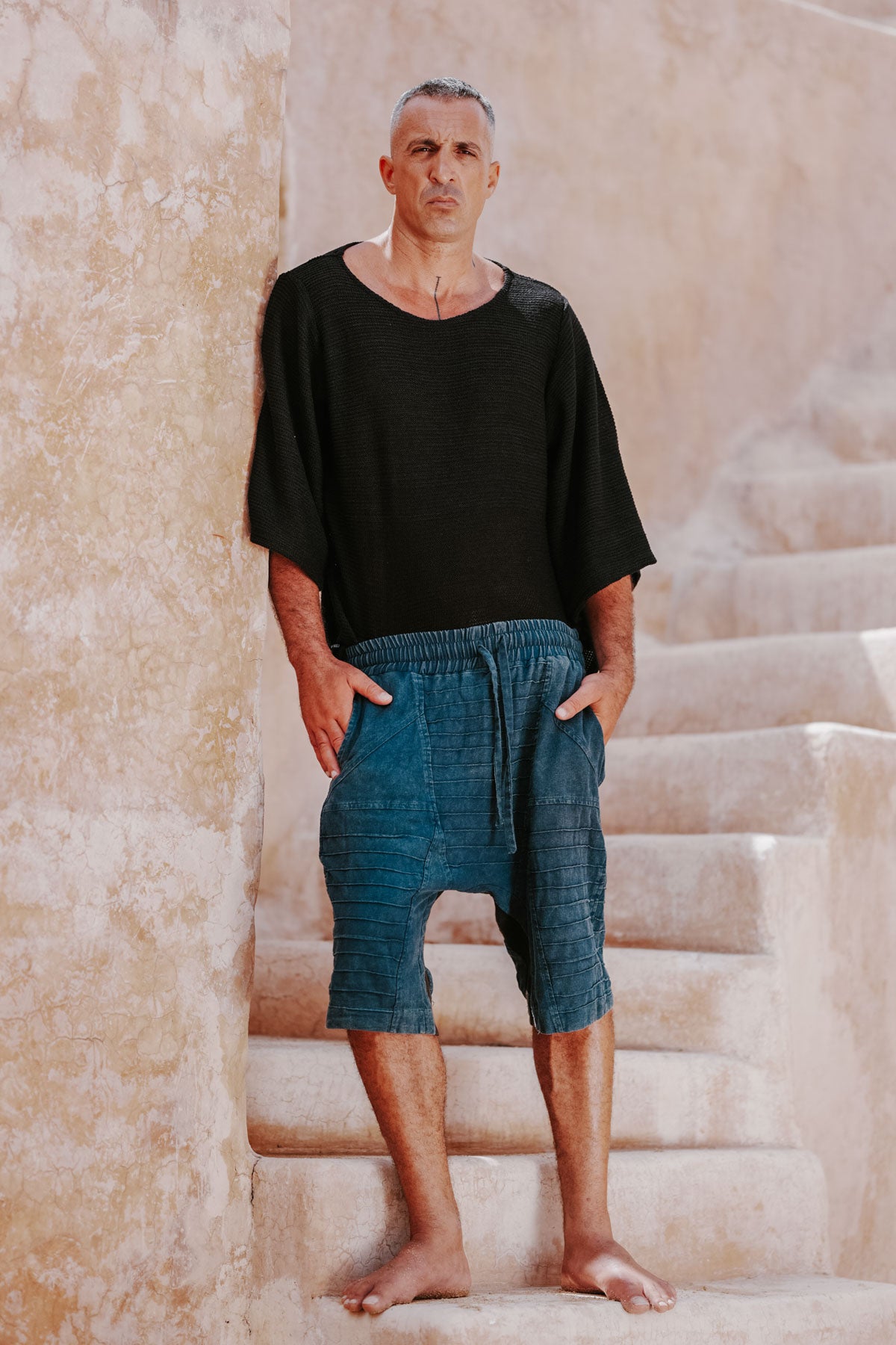 SISU Shorts Linen - Drop Crotch Shorts with Unique Details