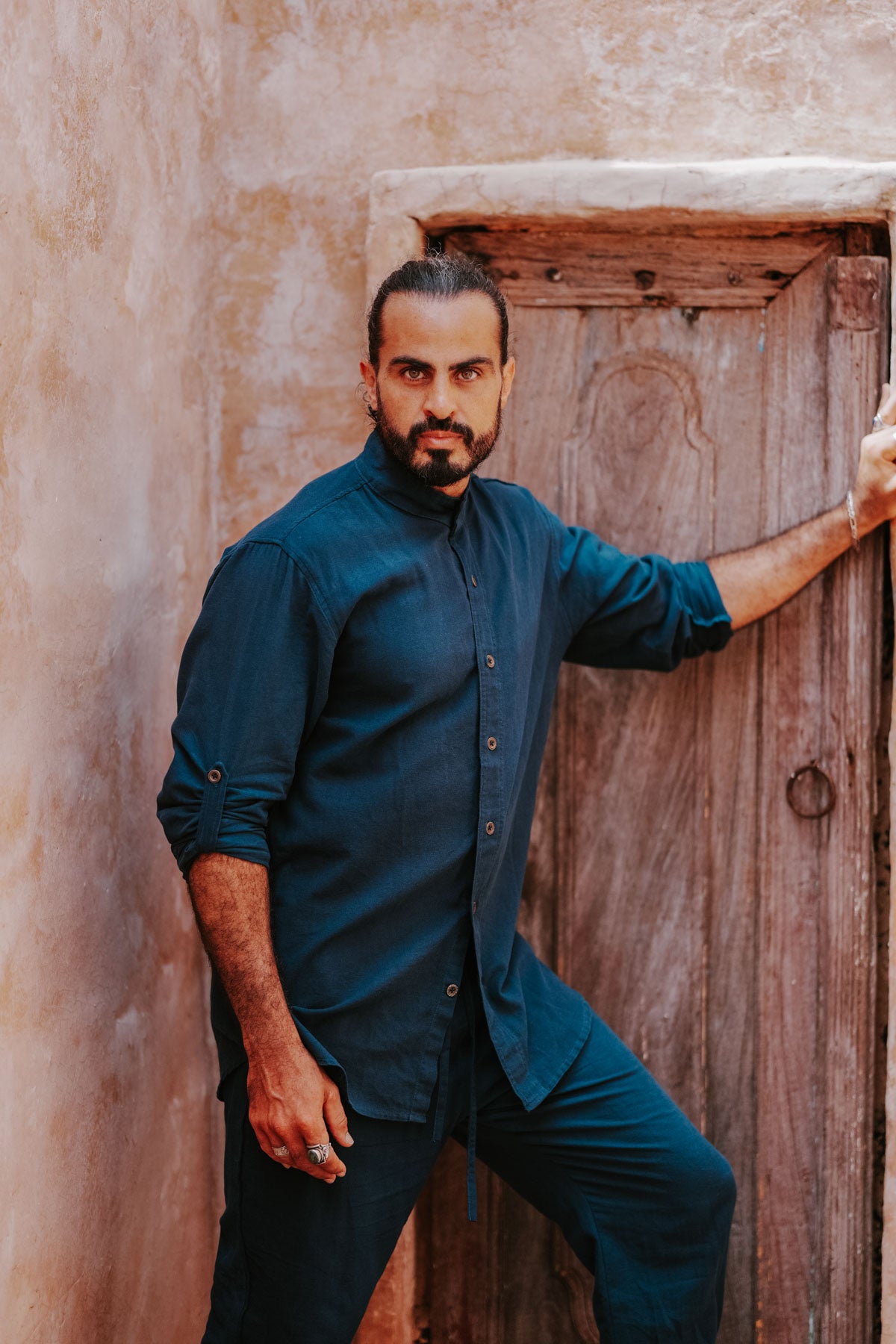 KOKO Outfit Navy Blue - Oriental Linen Shirt and Pants