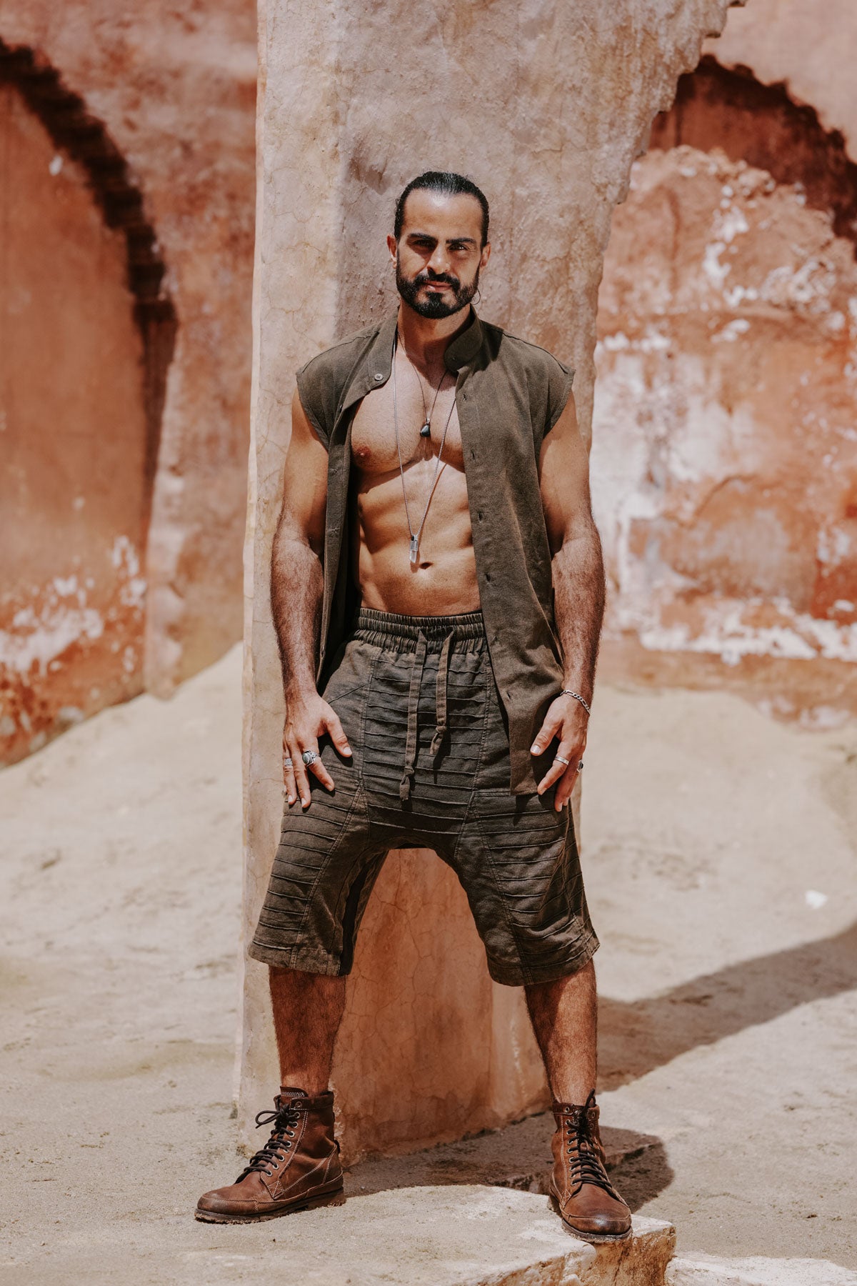 SISU Shorts Linen - Drop Crotch Shorts with Unique Details