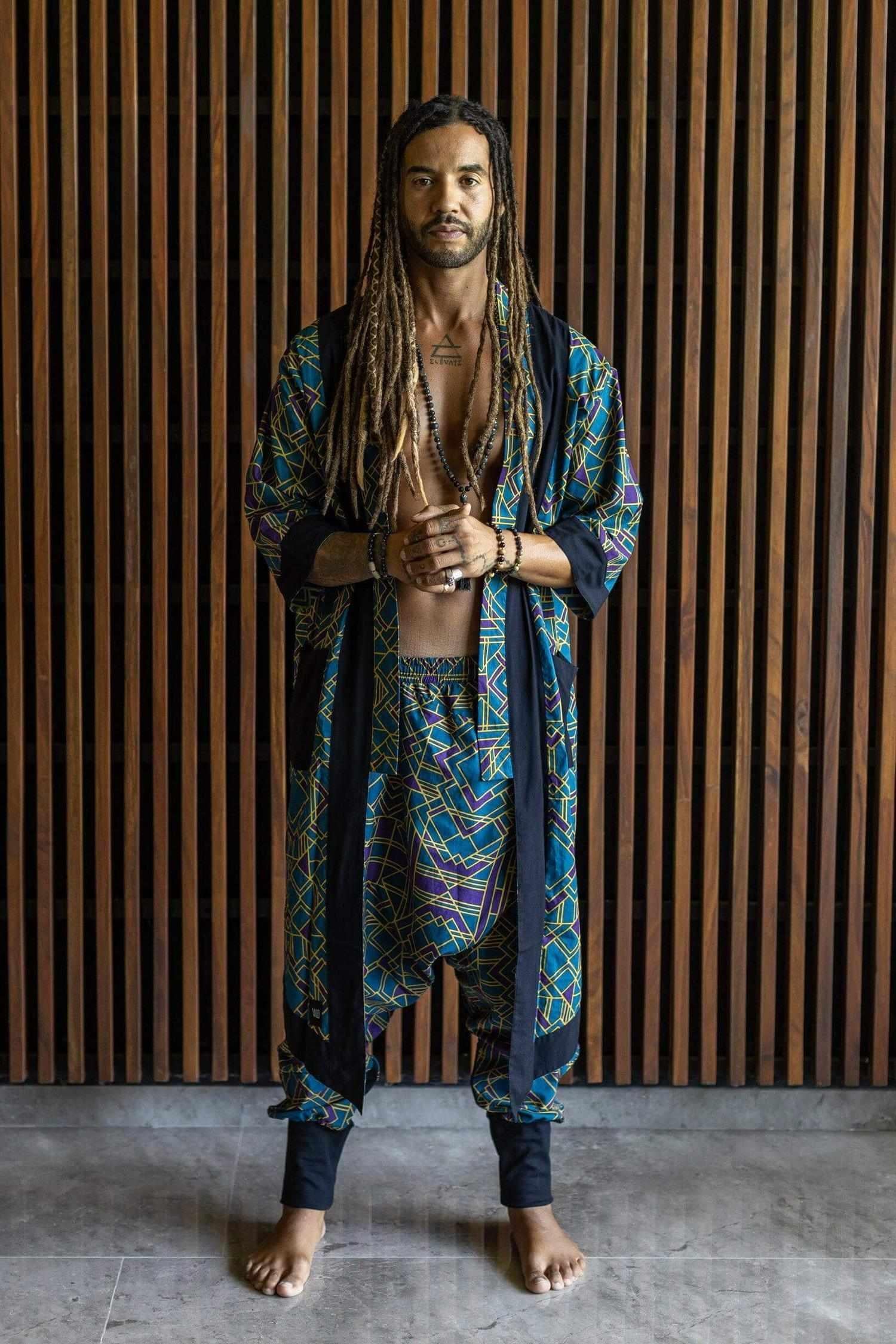 VALO Design VALO SPIRIT NINJA Blue Geometric - Comfortable & stylish cotton print harem pants