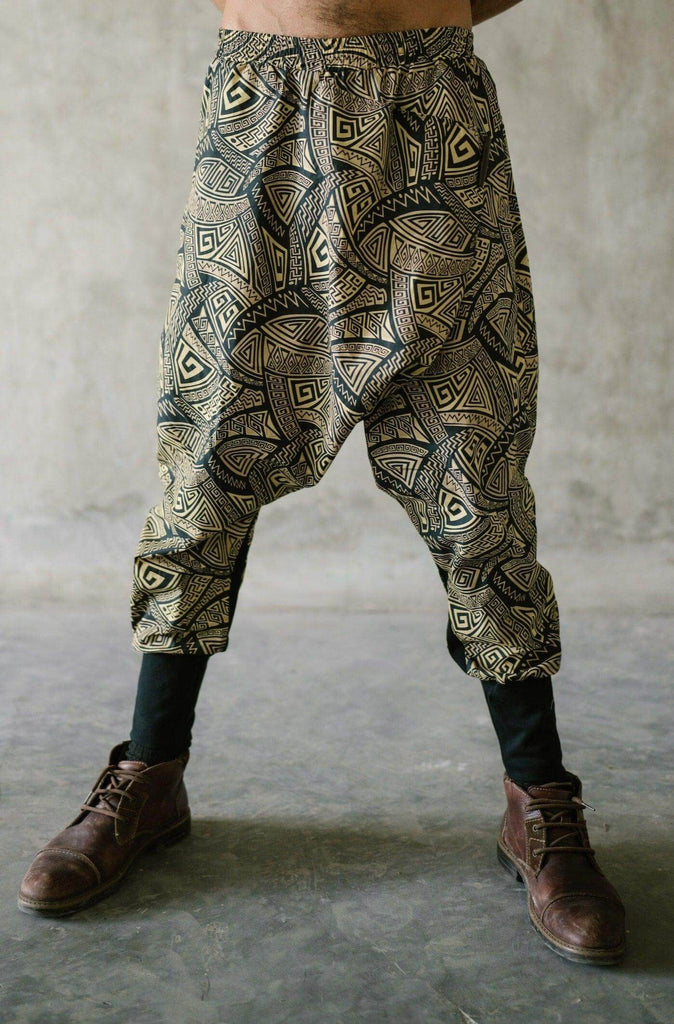 VALOdesigns Pants VALO SPIRIT NINJA Gold & Black Tribal - Comfortable & stylish cotton print harem pants