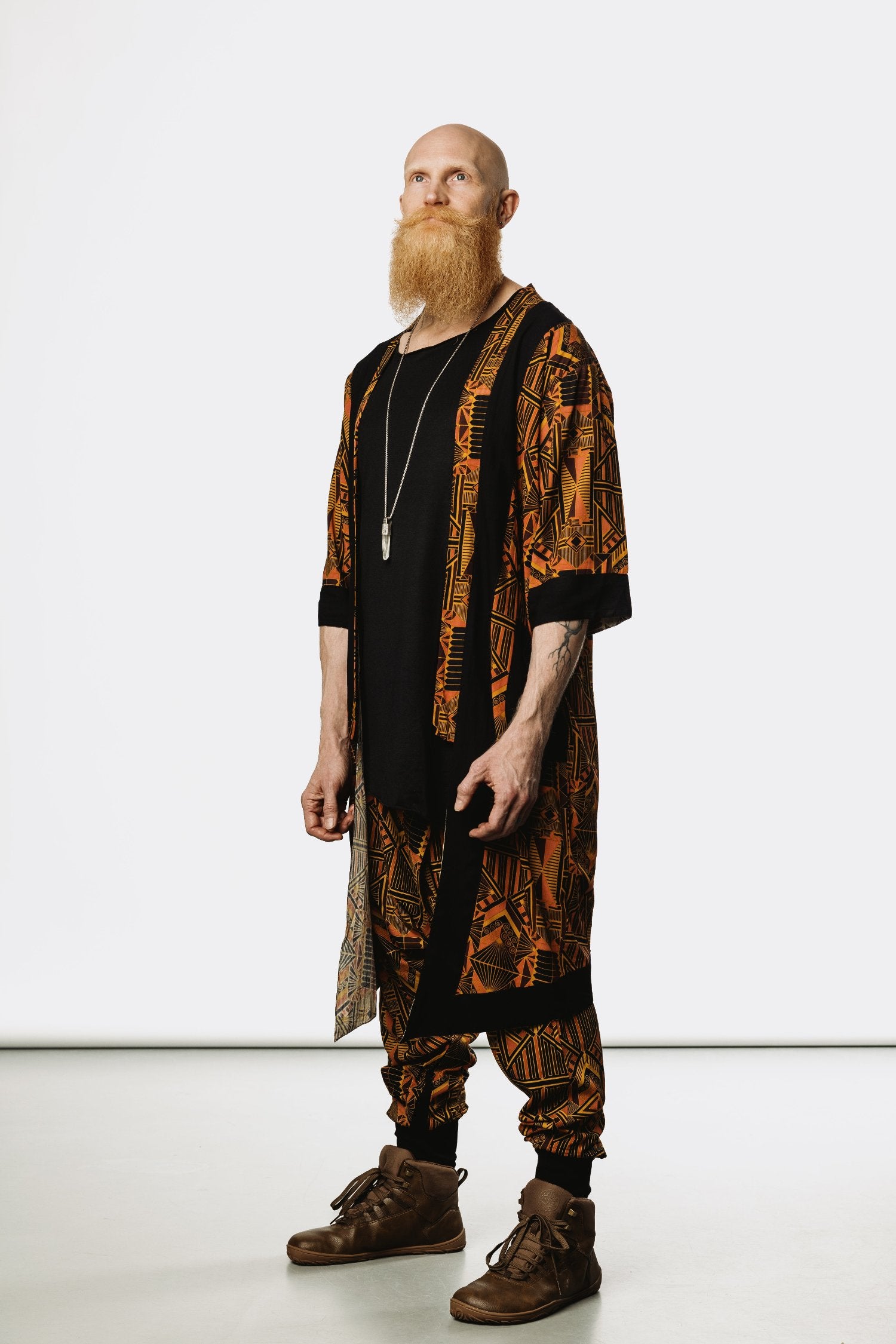 VALO Design Kimono Red Prism - An impressive and elegant 100% tencel long kimono cardigan, for festivals, beach or lounging at home