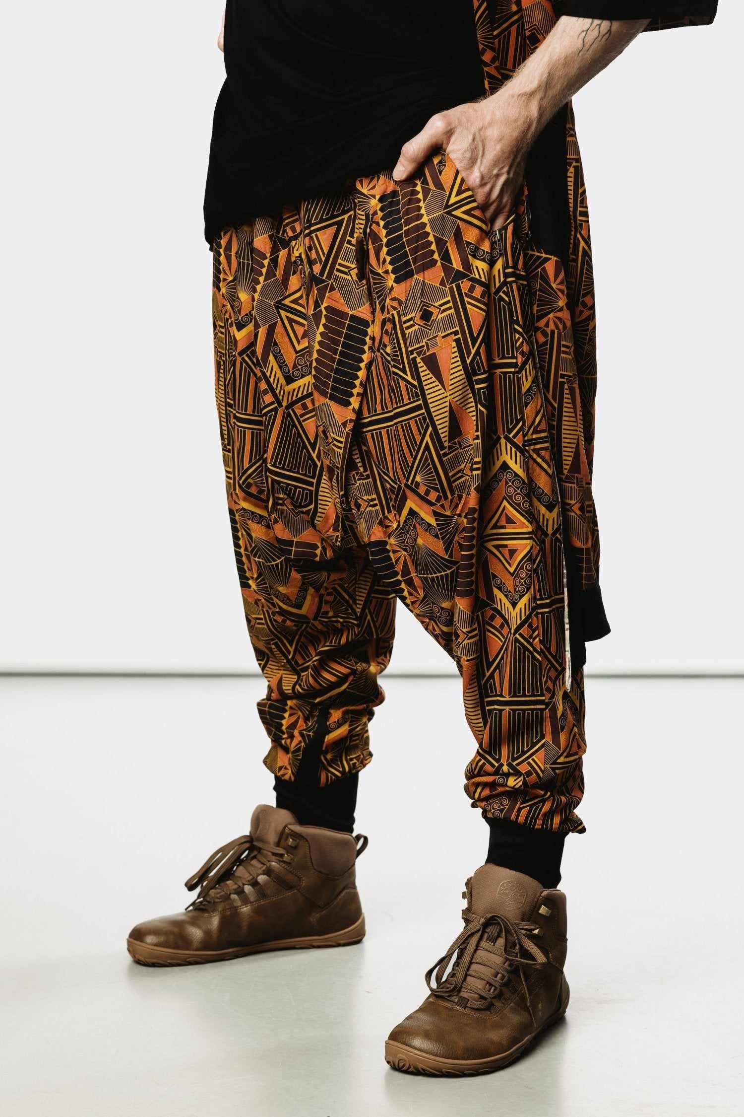 VALO Design VALO Spirit Ninja Red Prism - Slim leg drop crotch harem sarouel pants