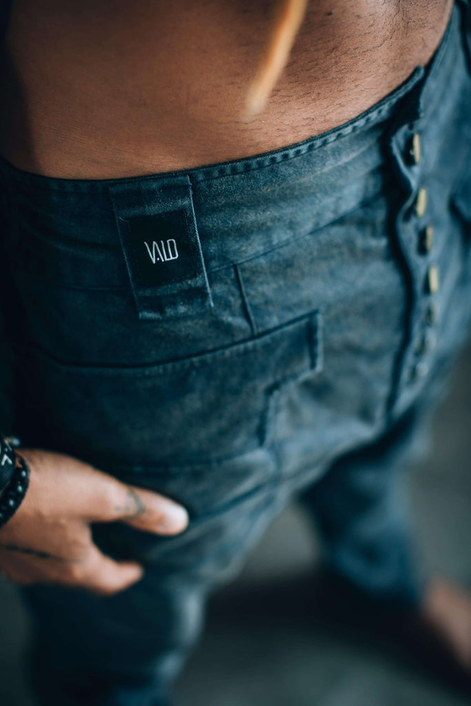 VALOdesigns Pants Navy Blue Stonewash / S/M YÖ - Elegant drop crotch harem pants with unique cut - Unisex