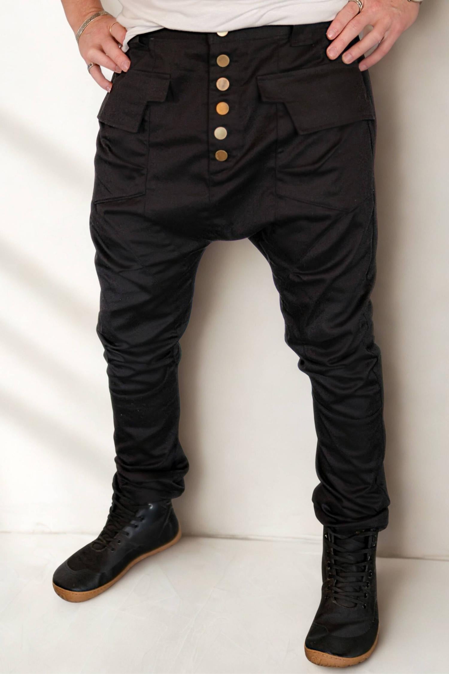 YÖ - Elegant Drop Crotch Harem Pants with Unique Cut