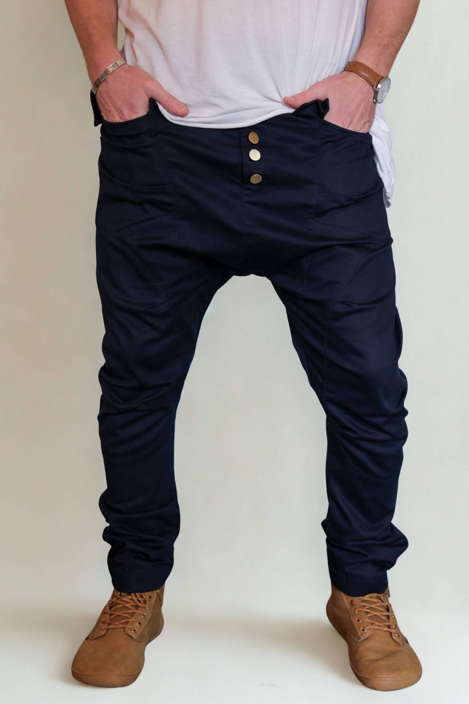 YÖ - Elegant Drop Crotch Harem Pants with Unique Cut